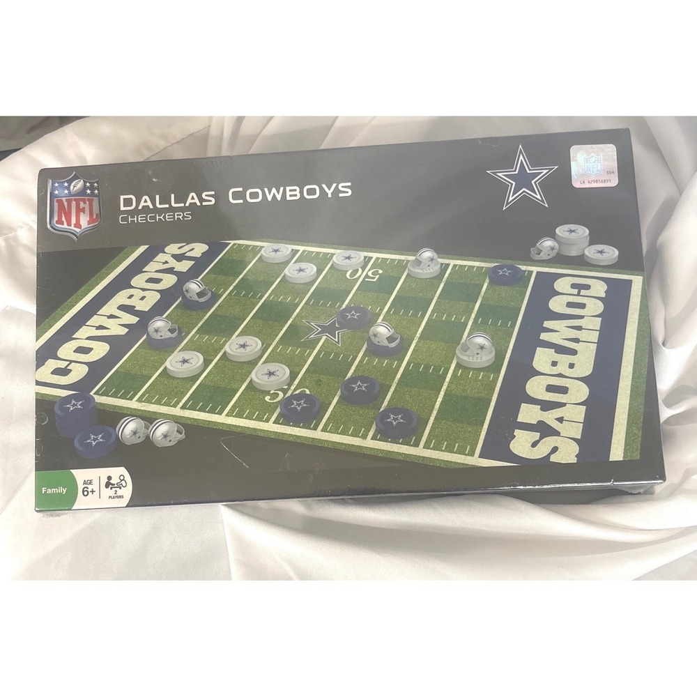 New Sealed NFL Dallas Cowboys Checkers OS Blue Silver Football Field Board Game